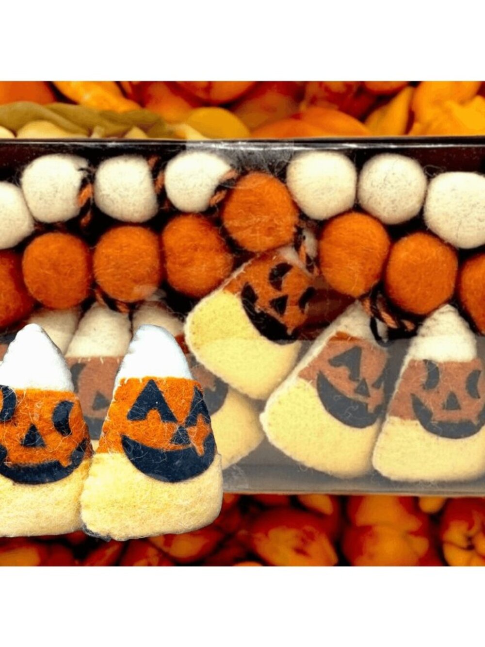 Candy Corn Halloween Garland Pom Poms Felt Candy Corn Bats Witches Mantel 6ft